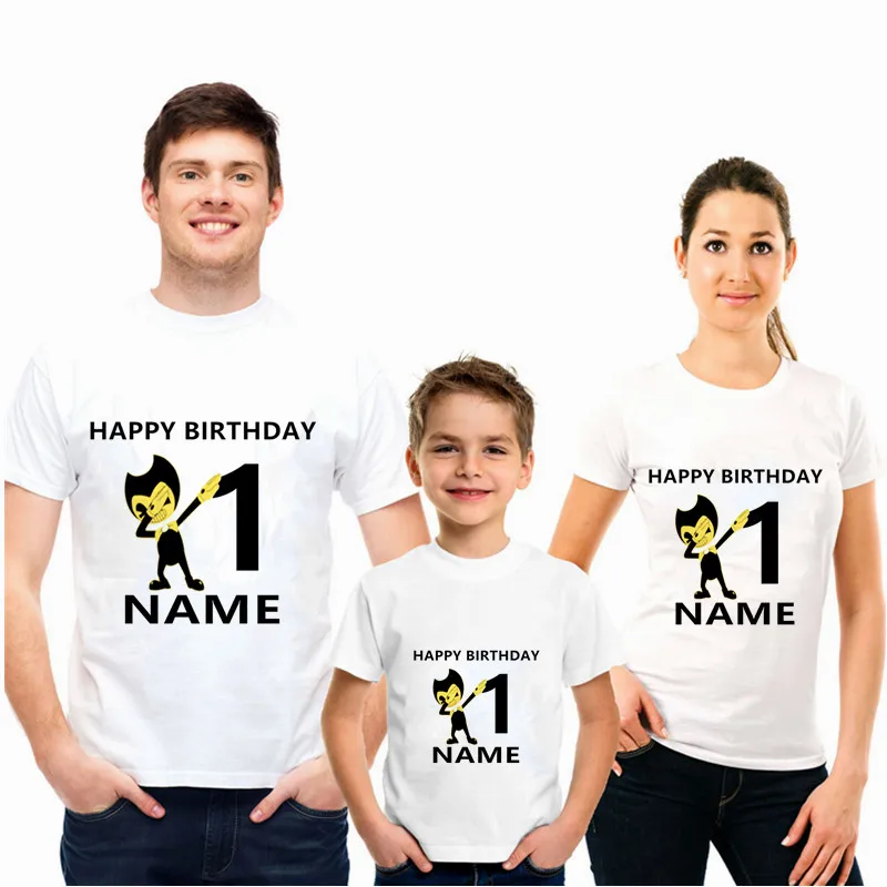 

Cartoon Dab Bendy Funny Family Matching Clothes T-Shirt Mommy and Me Clothes It Is My 1-10th Birthday Short Sleeve T-Shirt