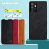 nillkin case for samsung a72 5g cases genuine luxury soft leather flip wallet card slot back cover for galaxy a72 funda coque