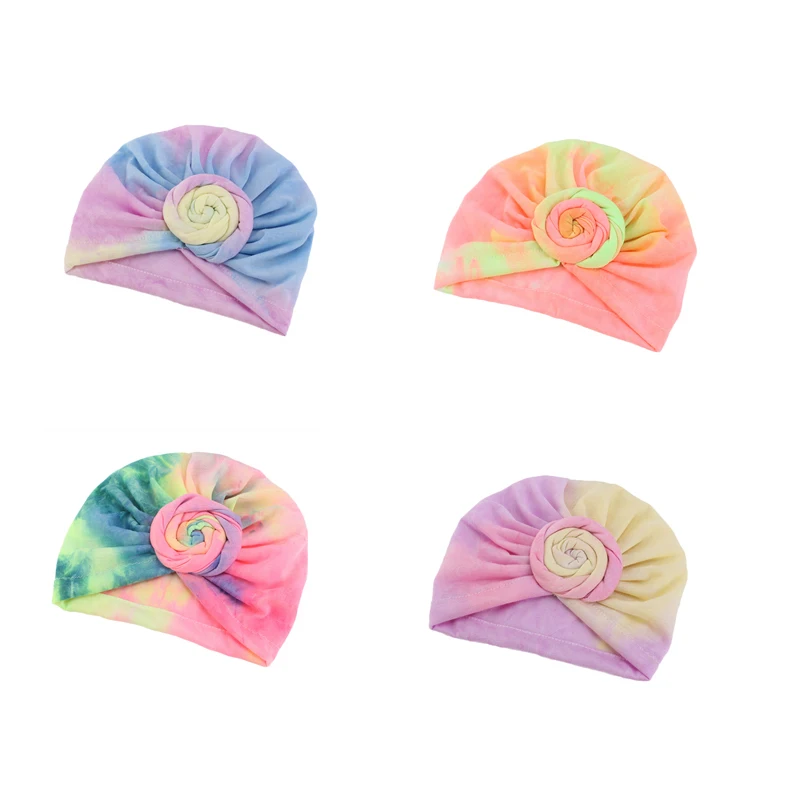 Детский хлопковый головной убор красочный тюрбан Детская шапка с цветами