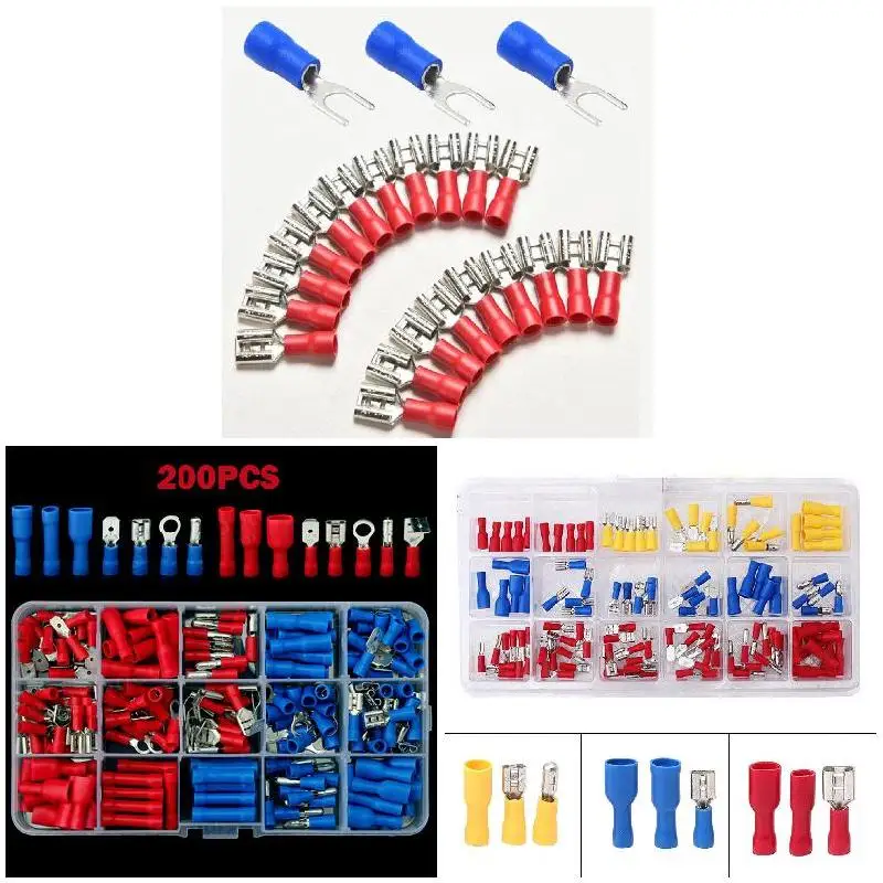 Electrical Assorted Insulated Wire Cable Terminal Crimp Connector Spade Set Kit sale Connectors Terminals | Обустройство дома