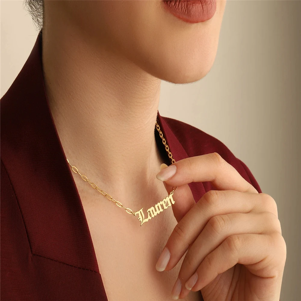 

Custom Name Paperclips Chain Personalized Stainless Steel Chain For Women Men Girls Female Christmas Gifts