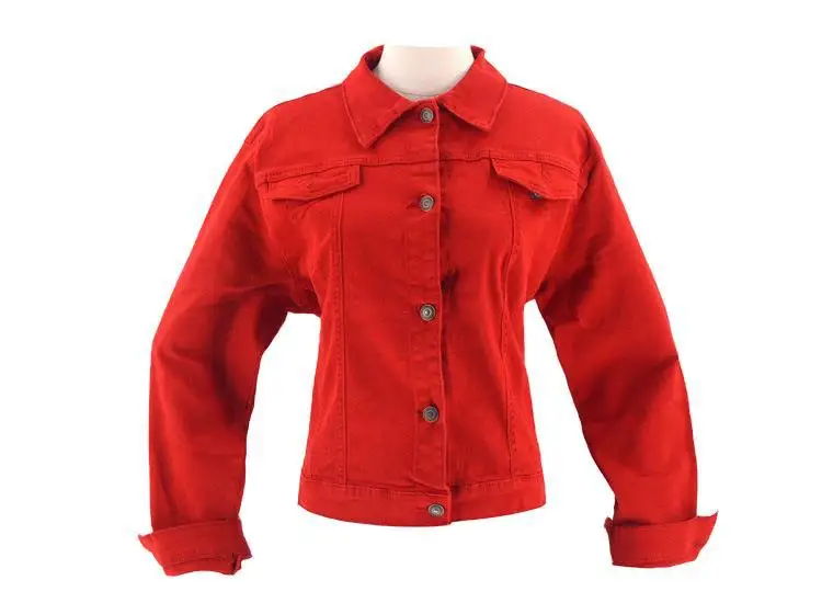 

2021 spring and summer denim jacket women red short slim