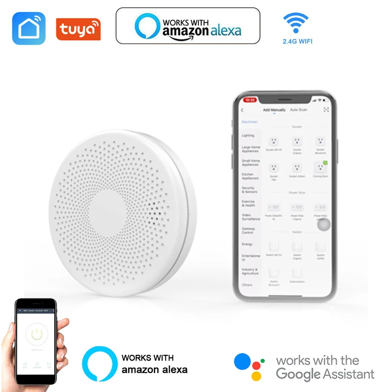 Tuya WI FI детектор окиси углерода штепсельной вилки угарного газа утечки пожарной