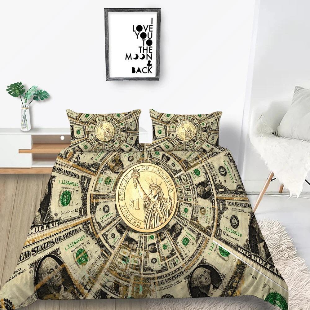 

Money Bedding Set King Size Luxury Creative Circle 3D Print Duvet Cover Queen Twin Full Single Double Unique Design Bed Set
