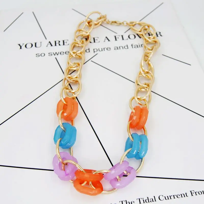 

European and American fashion shocking color acetate simple personality necklace