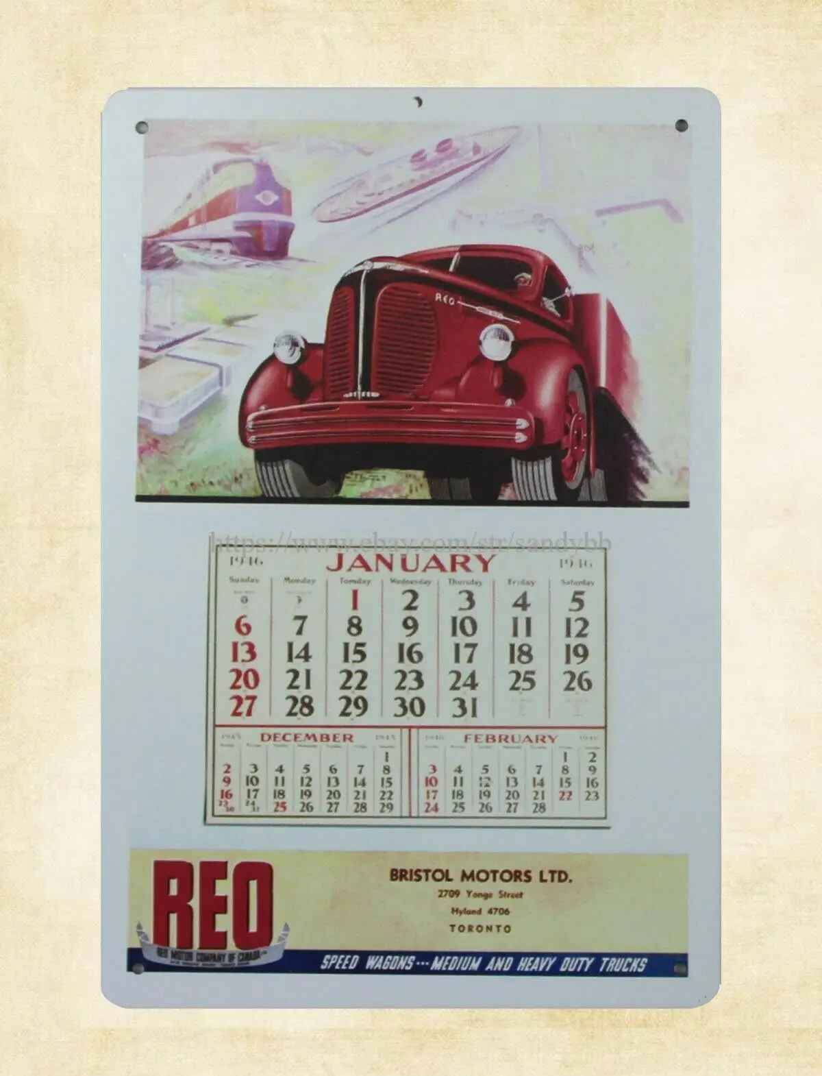 

Reo Trucks Calendar metal tin sign poster metal wall art