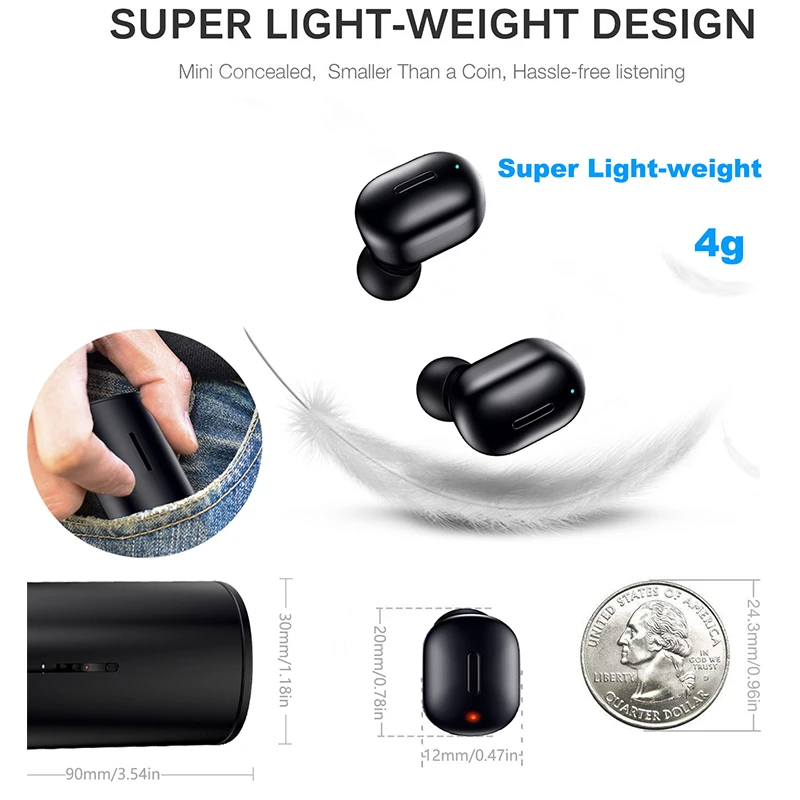 T1 TWS беспроводные Bluetooth V5.0 наушники мини спортивные водонепроницаемые 6D стерео