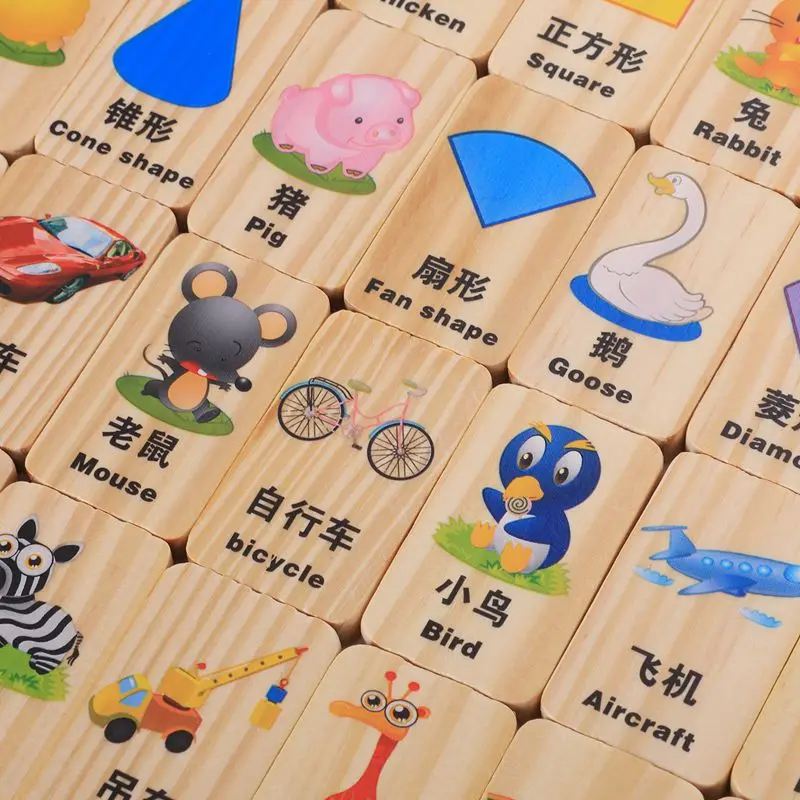 MWZ 100 шт деревянное домино с блоками игры китайские персонажи английская буква