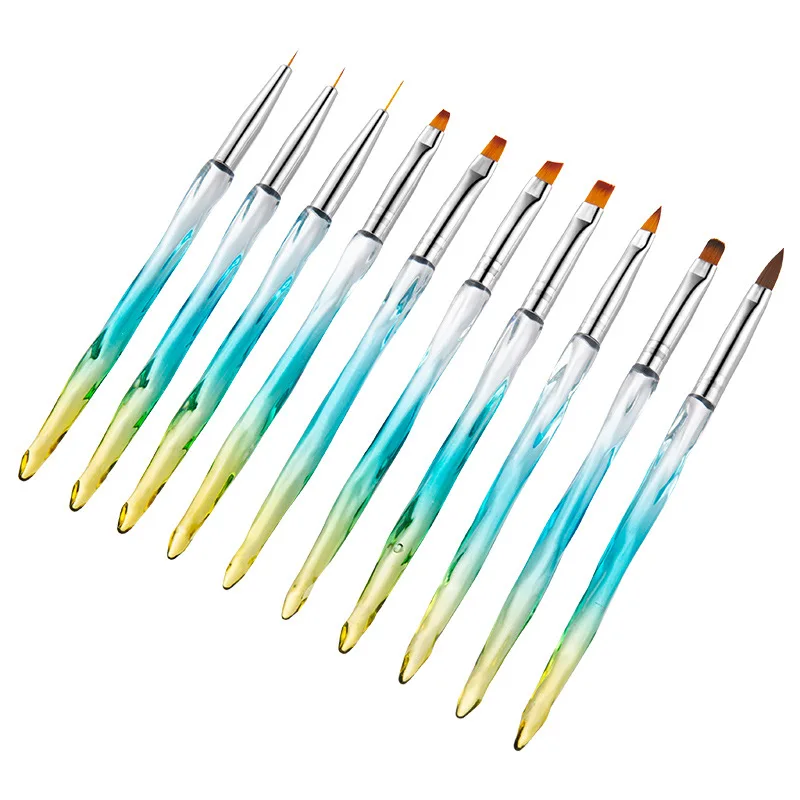 

10 Pieces Fluoresent Marker Pen Holder Penshaped Brushes Pen Drawing Line Carved Crystal Pen kolinsky acrylic nail brush