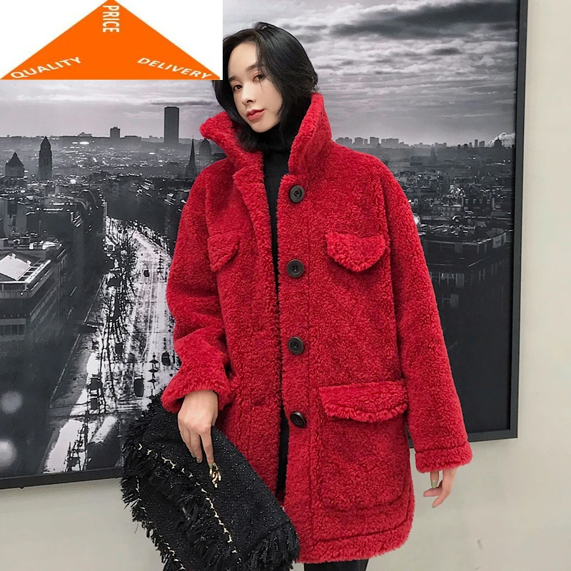 

Fur Female Real Fashion Winter Coat Women Clothes 2020 Korean Warm Wool Long Jacket Cashmere Thick Outerwear D095