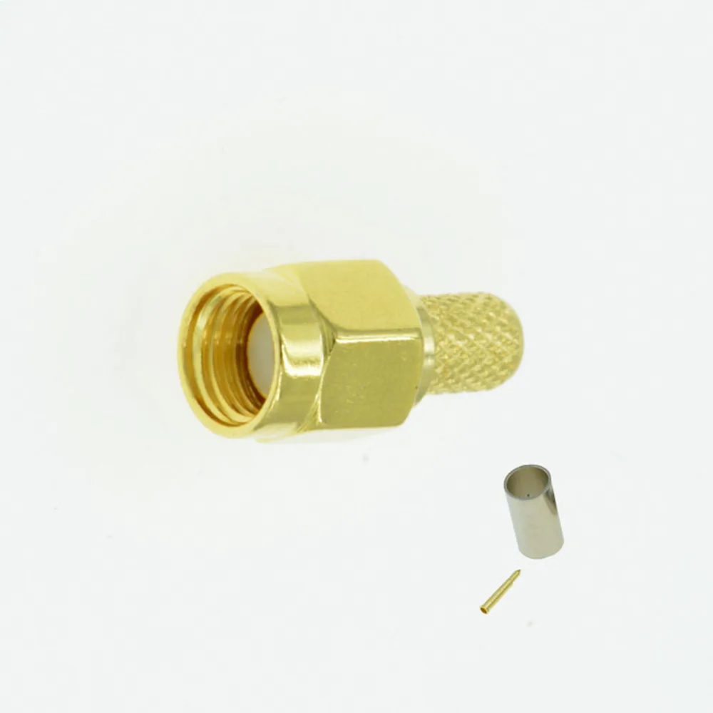 10 шт. SMA Мужской обжимной RF разъем позолоченный для кабеля RG58 LMR195 RG400 RG142|connector