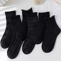 black socks womens tube lace socks cute japanese cotton spring and autumn uniforms tide lolita pile socks sexy socks harajuku