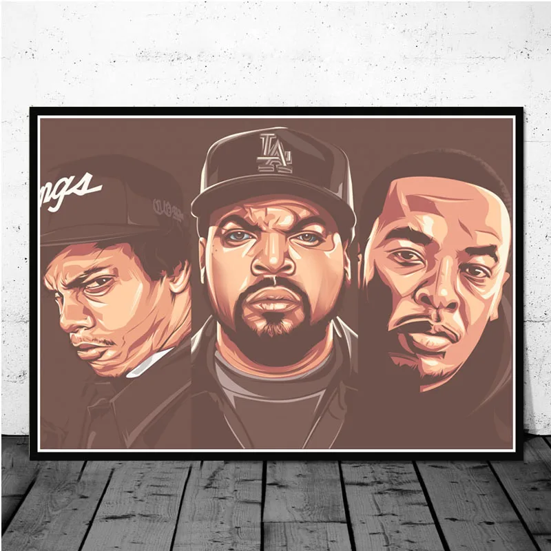 Плакатный принт NWA хип-хоп музыка ПЕВЕЦ звезда рэп кубик льда Eazy-E холст масляная живопись художественная стена картины гостиная домашний декор
