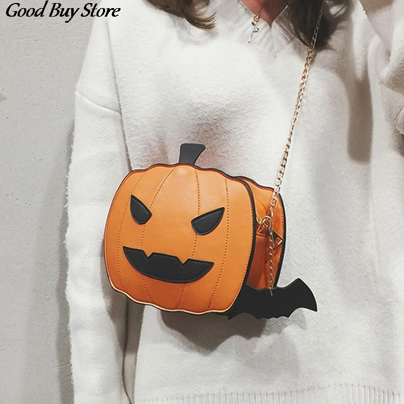 Funny Lovely Pumpkin Handbag Halloween Candy Bag Girls Shoulder Messenger Bag Ladies Messenger Shoulder Bag Casual Purse Handbag