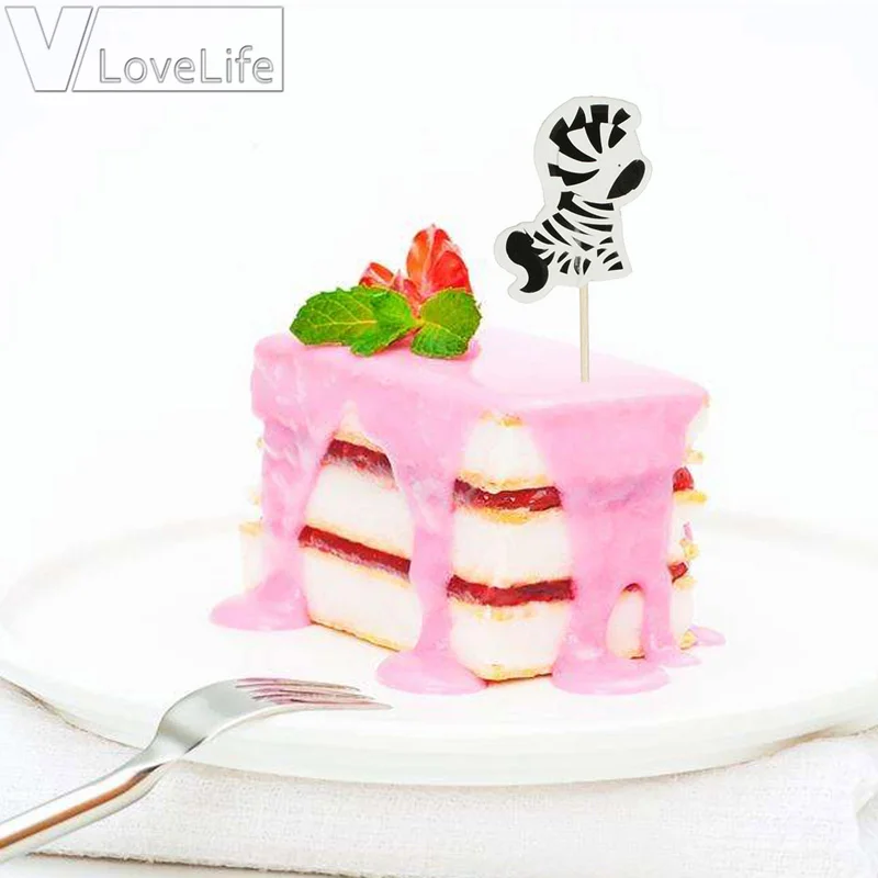 24 шт сафари джунгли животное кекс Toppers выбирает День рождения украшение дети