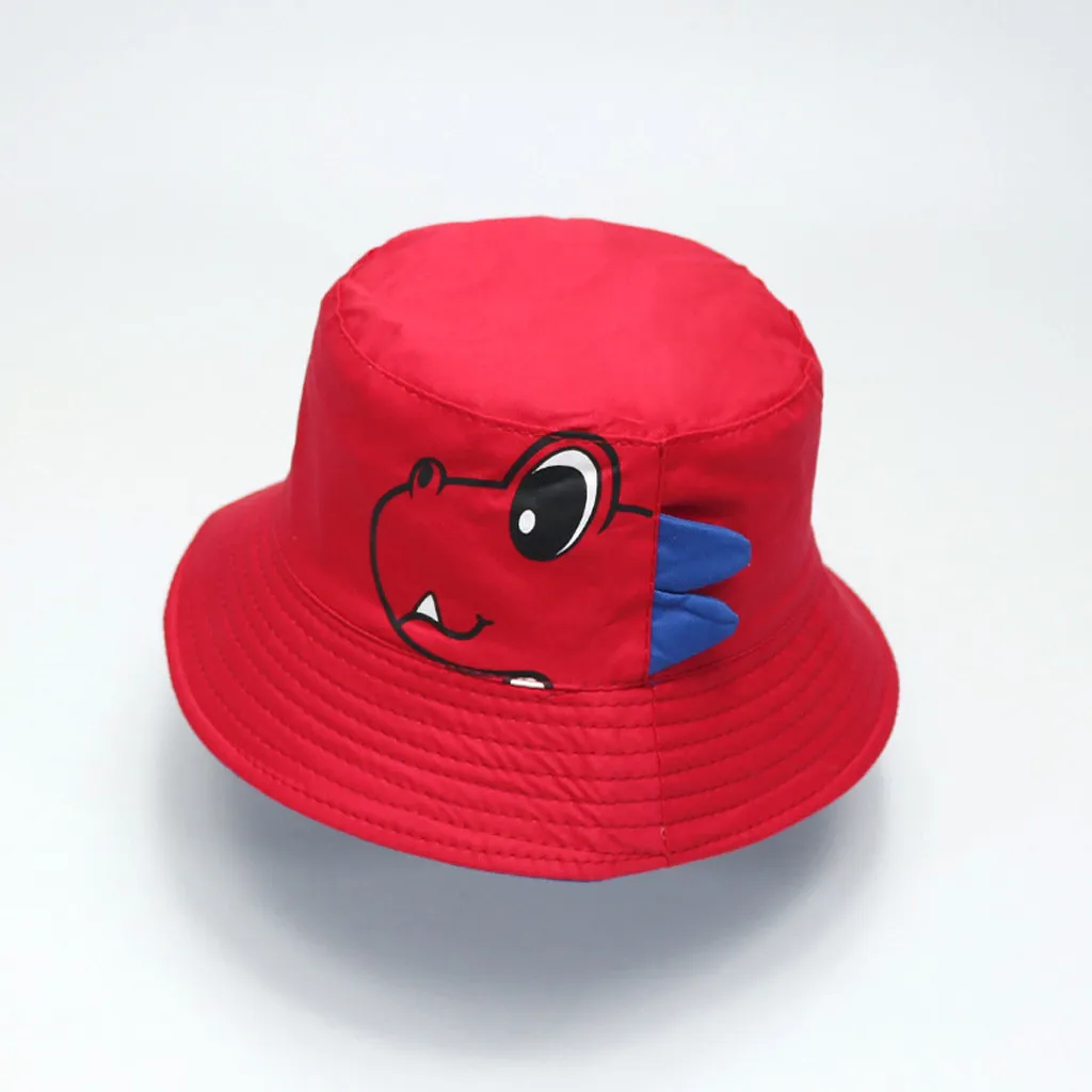 

Cartoon dragon print bucket hat Baby Fashion Soft Cotton Sunhat Eaves Cap Kids Kawaii bob Streetwear Sun Hat Children sombreros