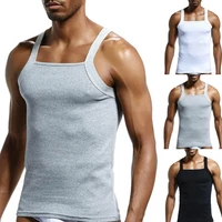 casual men solid color sleeveless slim vest breathable fitness cotton tank top