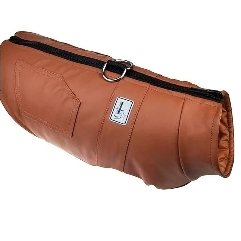 Толстая зимняя куртка для маленьких собак теплая кожаная ветрозащитная и кошек