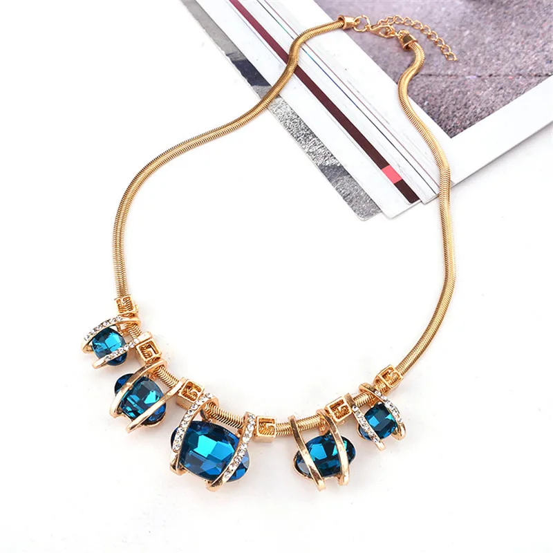Trendy Gemstone Elegant Choker Necklace For Woman Fashion Jewelry Geometry Maxi Pendants Necklaces Wedding Accessories 2021 New |