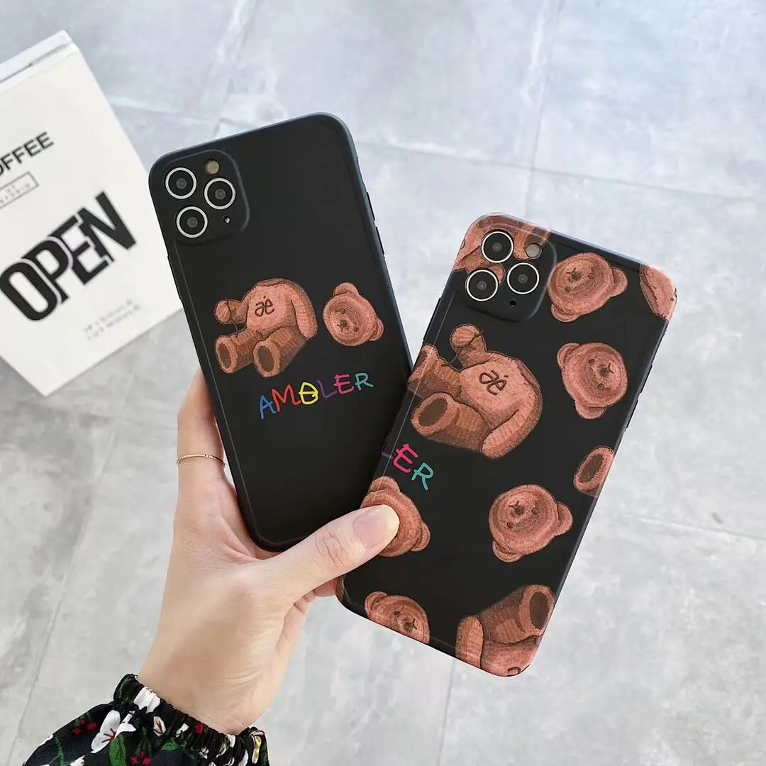 

Anime Cute bear soft case for iphone 11 pro x xs max xr 8 7 plus SE 2020 matte silicone phone cover fashion coque funda capa