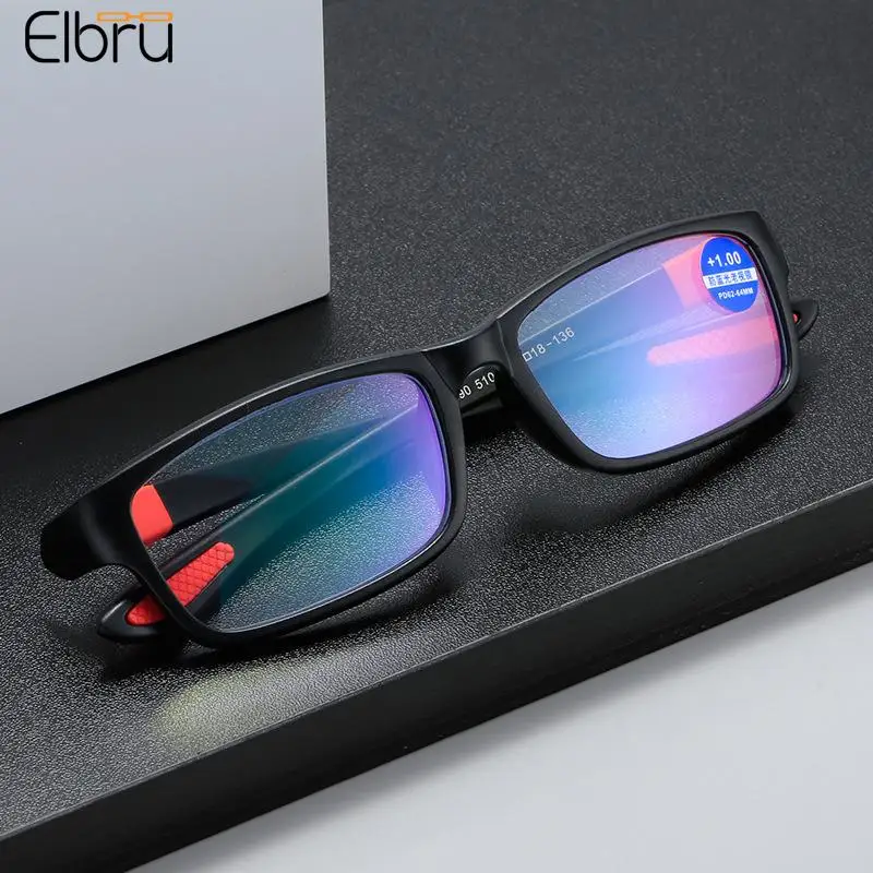 

Elbru цветная двухцветная оправа, спортивный анти-синий светильник, очки для чтения TR90, оправа, ультра-светильник, удобные очки для дальнозорк...