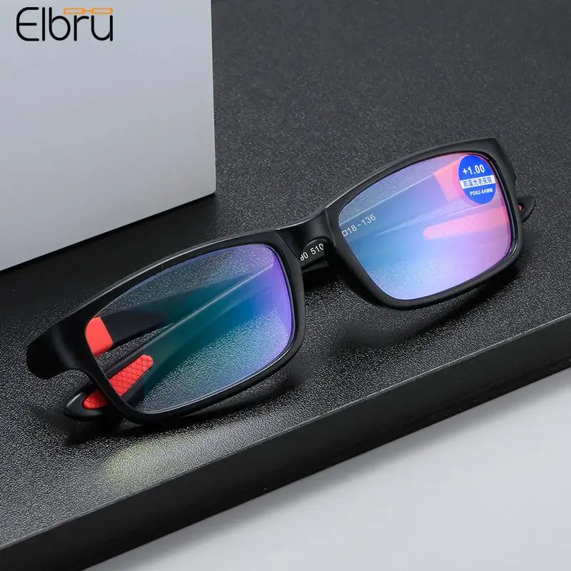 

Elbru Color Two-color Frame Sports Anti-blue Light Reading Glasses TR90 Frame Ultralight Comfortable Presbyopic Glasses Unisex