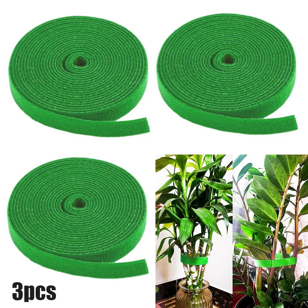 

3Pack Tie Tape Plant Ties Hook & Loop Garden Supports Bamboo Cane Wrap Support USB Cable Organizer Fixing Tool Gardening