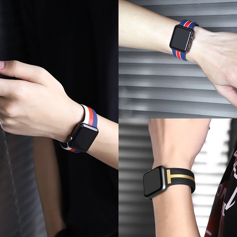 

Cartoon Strap For Apple Watch Band 42mm 44mm 40mm 38mm Printing Silicone Watchband Bracelet Iwatch Series 6 SE 5 4 3 Accessories