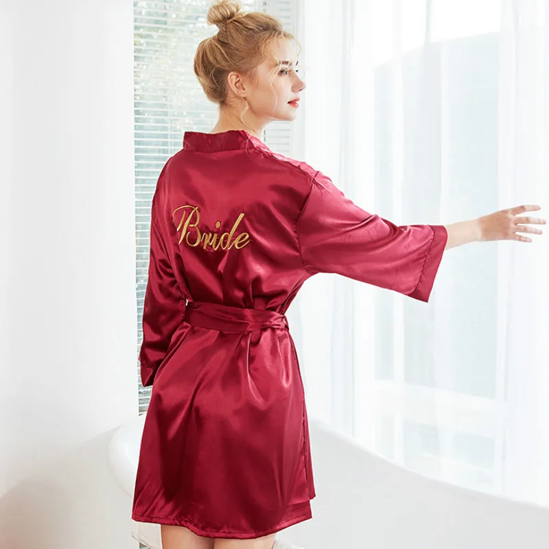 Шелковые халаты для женщин банный халат с буквенной вышивкой подружки невесты