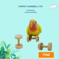 pet bird parrot toy supplies raw pine gnaw dumbbell weightlifting training relieving boredom puzzle props bird utensils