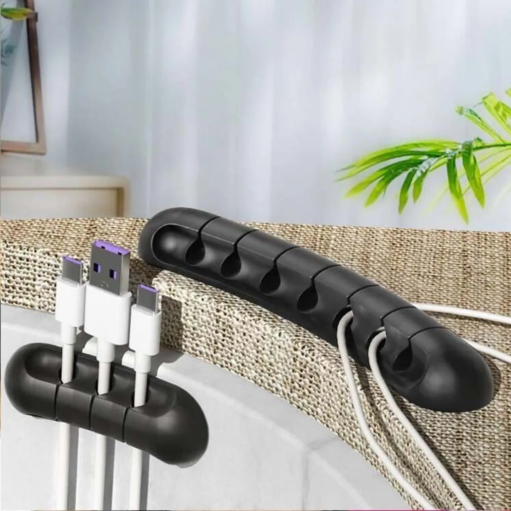 

2Pcs 7 Holes/5 Holes USB Cable Winder Desktop Tidy Clips Cable Holder Mouse Wire Cable Organizer 2021 New High Quality