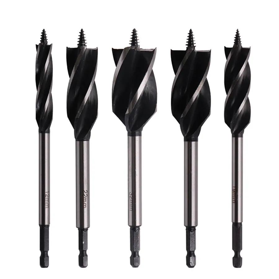 

12-35mm Woodworking Twist Drill Bit Set Long Four-Slot 6.35mm Shank Carbide Drill Bit Hole Saw For Door Lock Wood Slotting Tools
