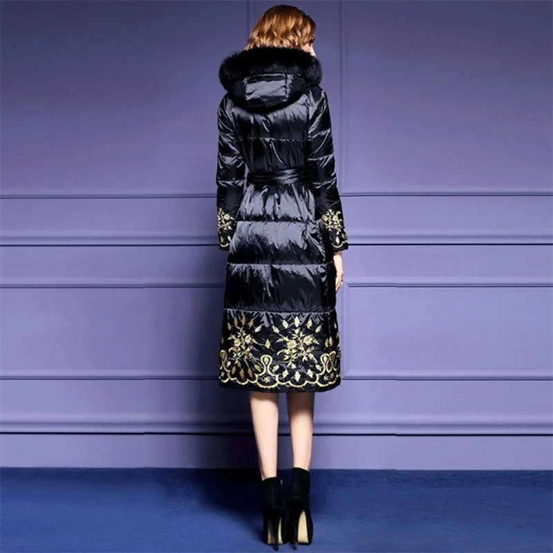 Зимняя пуховая куртка на хлопковом наполнителе женское плотное пальто с принтом