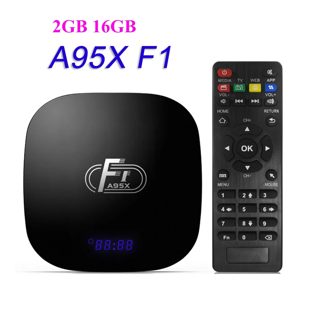 2G 16G Смарт ТВ приставка A95X F1 Android 8,1 ТВ приставка Amlogic S905W приставка пульт дистанционного управления четырехъядерный VP9 H.265 2 ГБ/16 ГБ 2,4G WiFi HD коробка - Цвет: 2G 16G