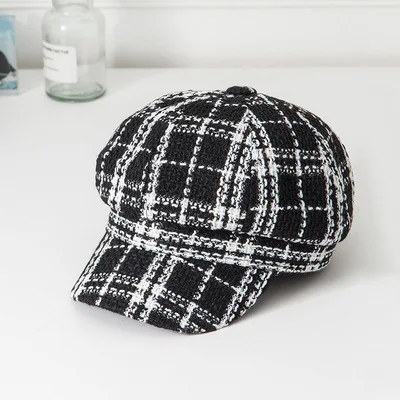 

Brand Classic Lattice Beret Hat For Female Spring Summer Octagonal Hats Elegant Thicken Berets Painter Cap For Women