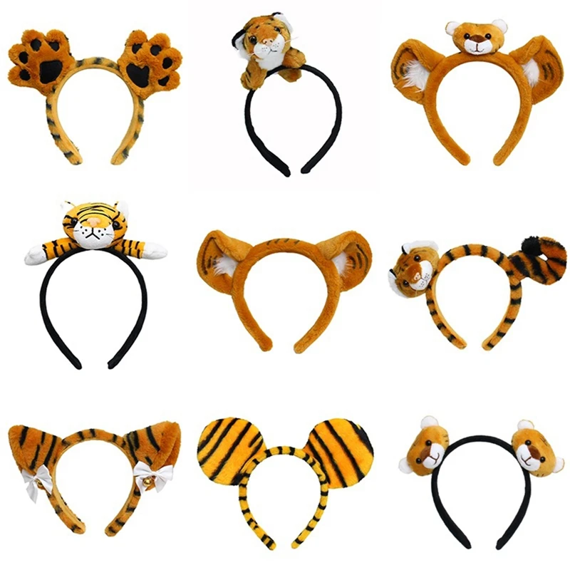 

Animals Headbands Birthday Party Favor Monkey Rhinoceros Elephant Lion Giraffe Tiger Zebra Leopard Hair Hoop for Kids Adults