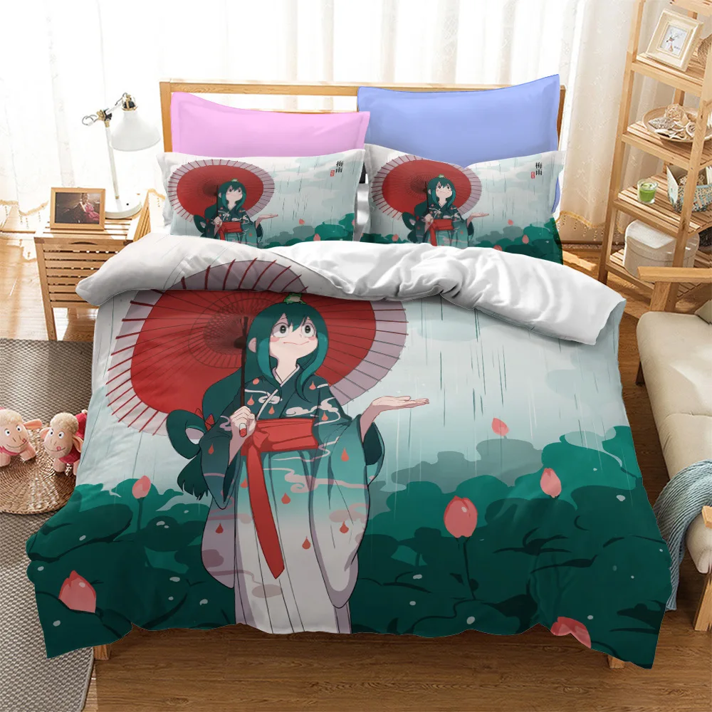 

3D Printed Bedding Set Anime Bedclothes Hero Academy Duvet Cover Set Cool For Kids Gift Queen Size For Adults Home Textile
