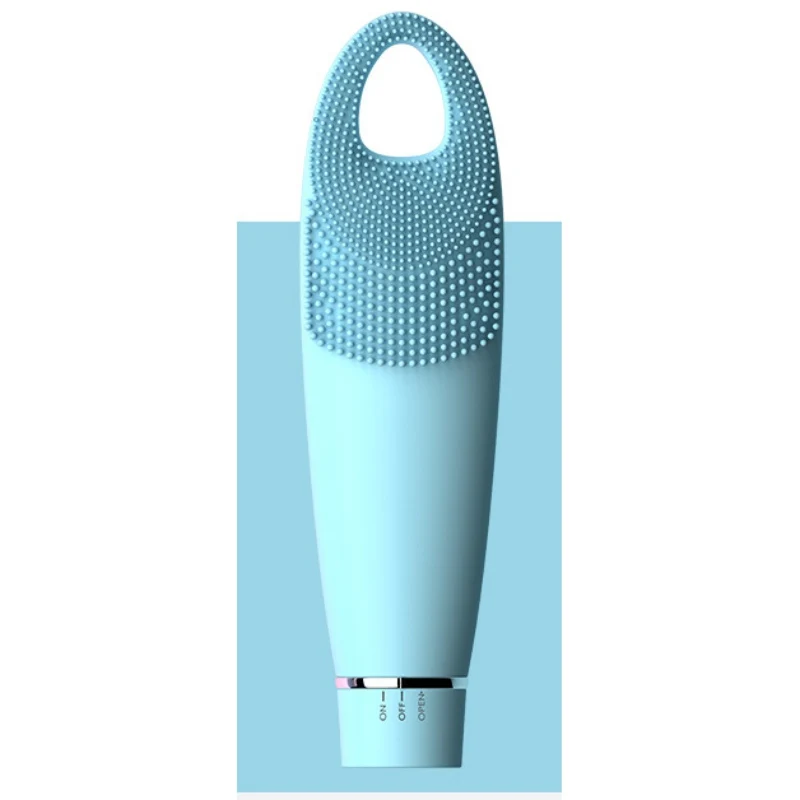 sky blue Новая портативная силиконовая электрическая Очищающая щетка для лица, водостойкая ультразвуковая вибрационная щетка для глубокого очищения лица, щетка для мытья лица - Цвет: sky blue