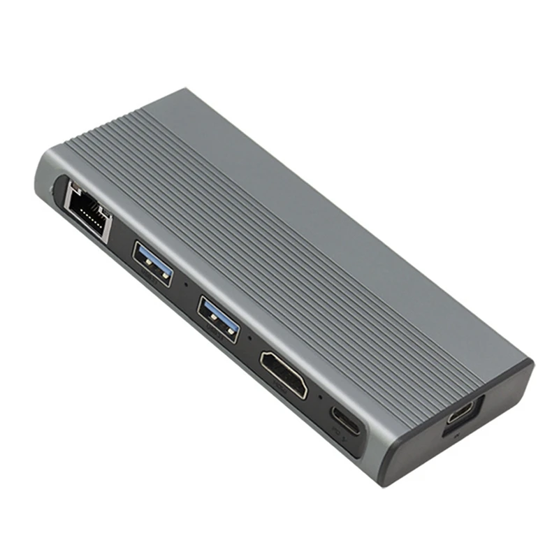 

USB C Hub M.2 SSD Enclosure HDMI-Compatible+USB3.1+RJ45+PD Type-C Docking Station for M.2 NVME NGFF SSD for
