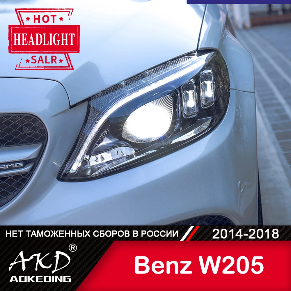 

For Car Benz W205 Head Lamp 2014-2018 Car Accessory Fog Lights Day Running Light DRL H7 LED Bi Xenon Bulb C260 C300 Headlights