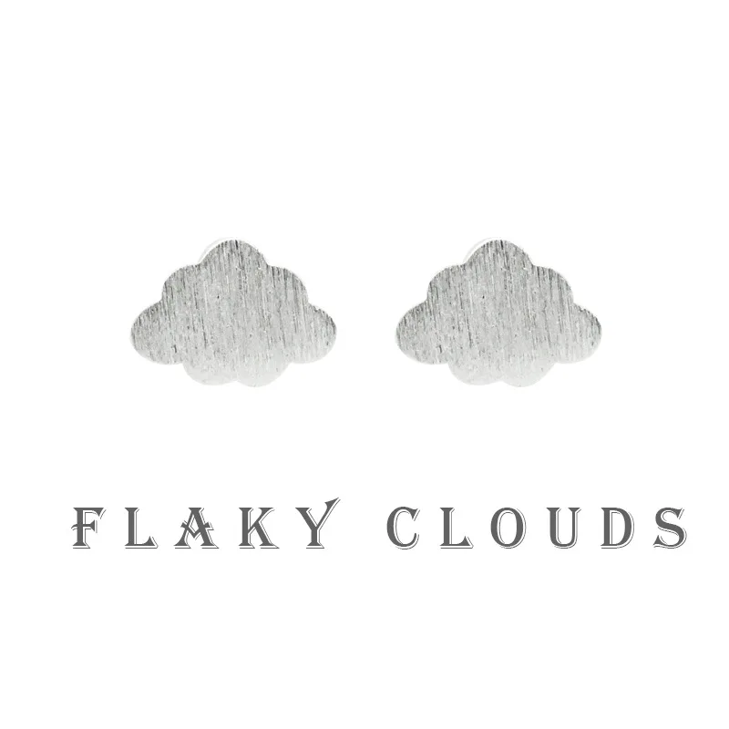 925 Sterling Silver Drawing Cloud Stud Earring Simple Temperament Korea Style Weather Earrings for Women Fashion Jewelry | Украшения и