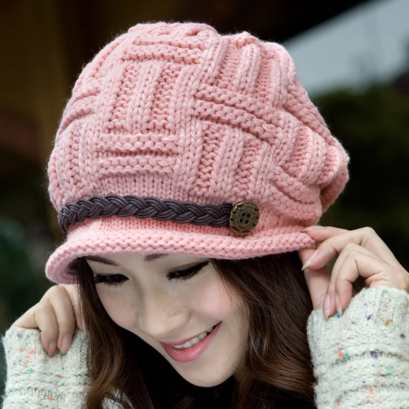 

Winter curled belt woolen hat new ladies European and American fashion trendy curled belt woolen hat hip-hop hat