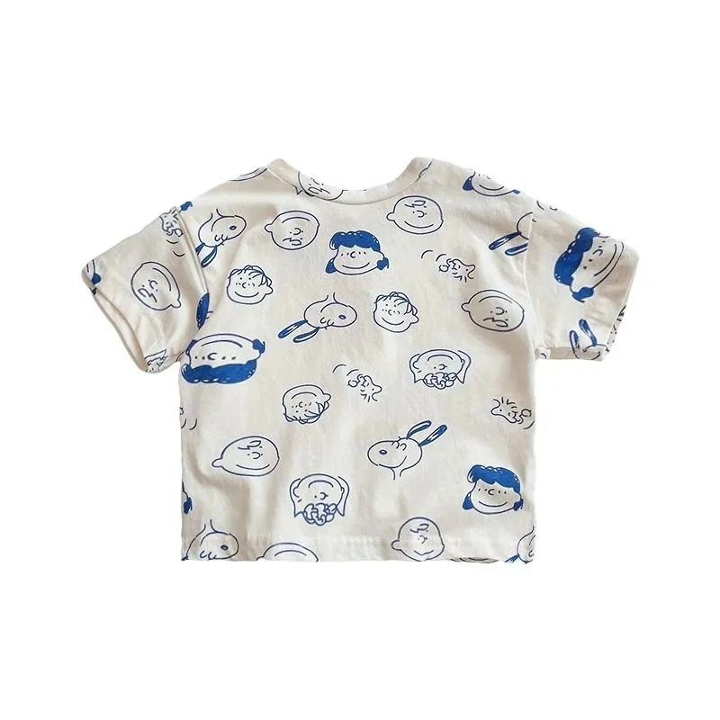 VIDMID Boys and girls Cotton Short Sleeve T-Shirts summer new children&#39s all over print loose baby half sleeve thin tops P5345 | Детская