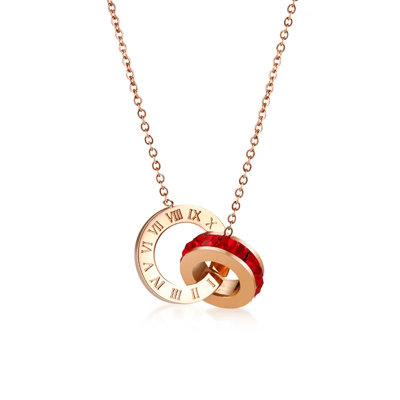 

FXM VRR18 stainless steel necklace hot sell popular single women 32-35mm Bow rose and black color lover gift women jewelry