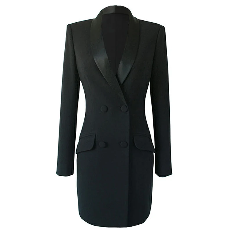 New Designed Black Double-breasted Women's Trench Coat Coat Spring/Summer Women's Office Wear Office Suit Work Wear One Piece