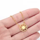 Простое дизайнерское золотое ожерелье от солнца, женская подвеска из нержавеющей стали, изящное круглое колесо от солнца, модное ожерелье, цепочка