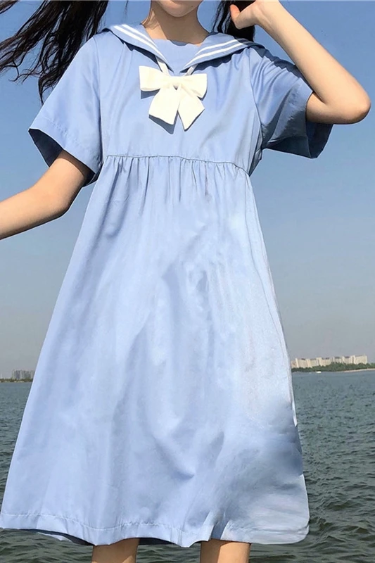 Японская мода бабочкой в морском стиле Стиль свободного кроя с длинными рукавами