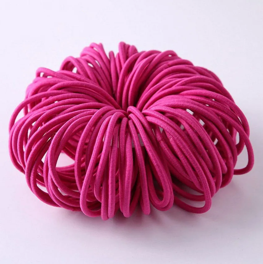 rose 50pcs 50/100 шт. цветной зарядный кабель в нейлоновый оплетке с резиновые ленты эластичные повязки на голову для девушек Детская Scrunchie держатель резинки для волос аксессуары - Окраска металла: rose 50pcs