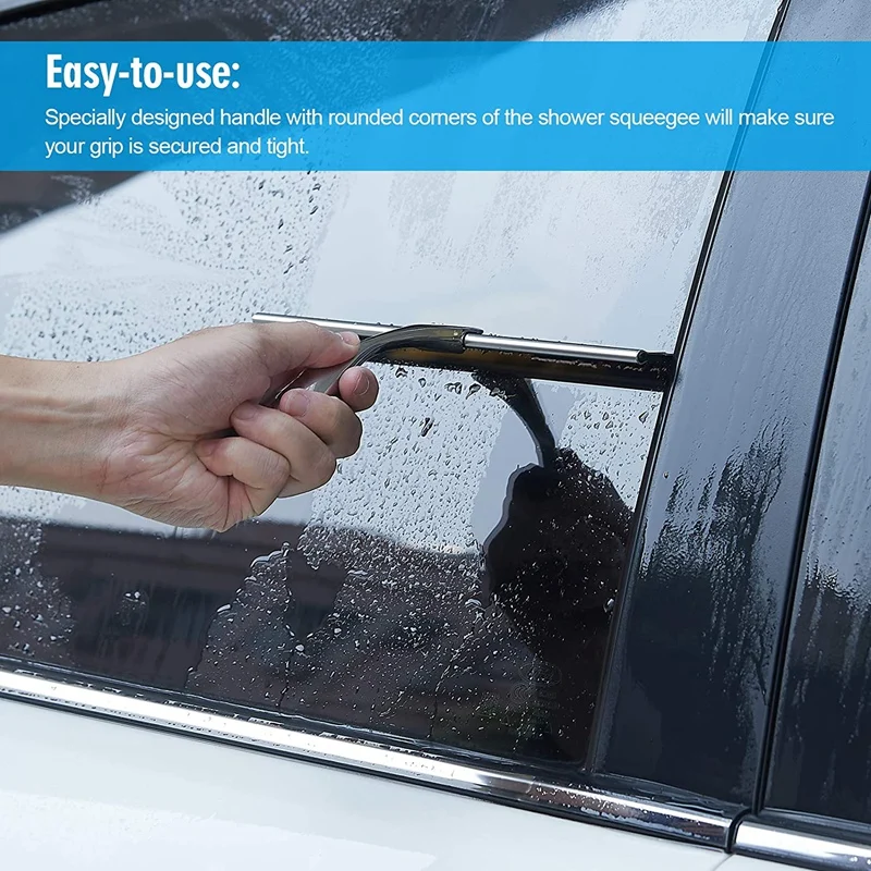 

Premium Stainless Steel Squeegee for Shower Doors, Bathroom, Window and Car Glass, All-Purpose Cleaning Glass Wiper