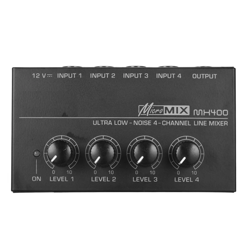 

4 Channel Professional Sound Mixer Ultra Low-Noise Audio Sound Mixer Amplifier for Keyboards,Musical Instruments US Plug